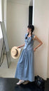 Summer Style Denim Vest With Long Skirt Sets